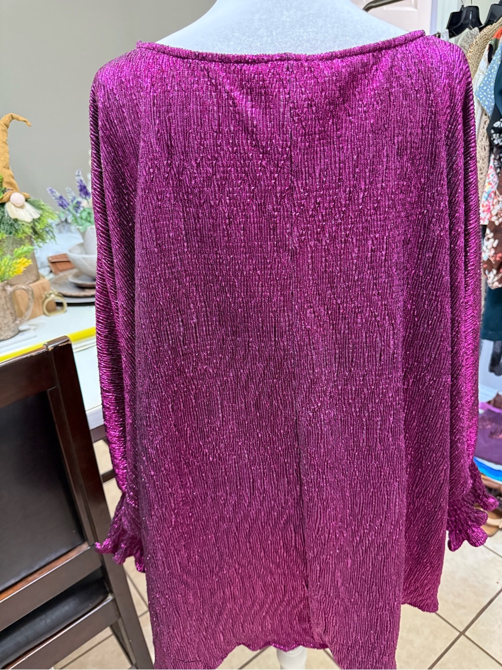 Fantastic Fawn Shimmery Magenta Long-Sleeve Knit Top - Picture 3 of 7